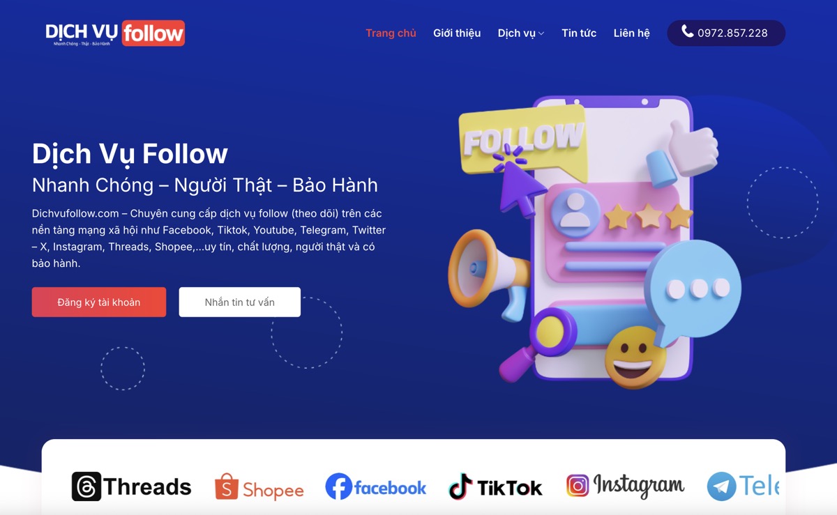 Giới thiệu về Dichvufollow.com