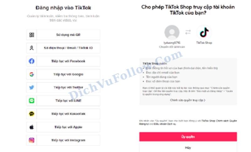 Ủy quyền cho tài khoản TikTok Shop