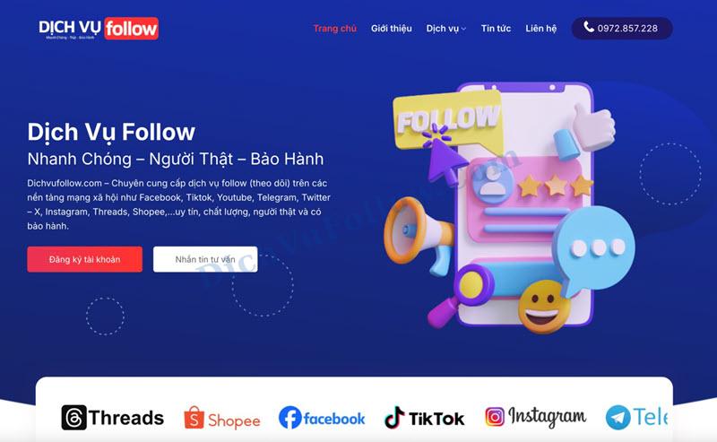 Hãy thử dịch vụ tăng follow TikTok tại Dichvufollow.com