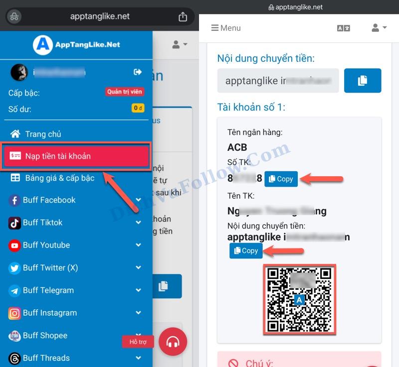 Nạp Tiền Vào Tài Khoản