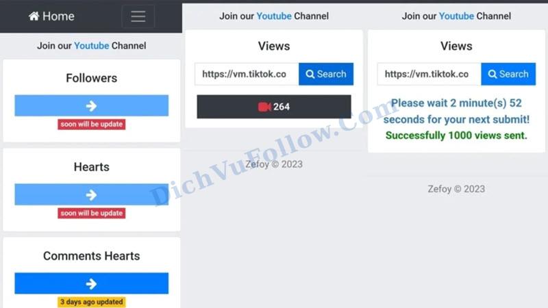 Zefoy – Web miễn phí an toàn