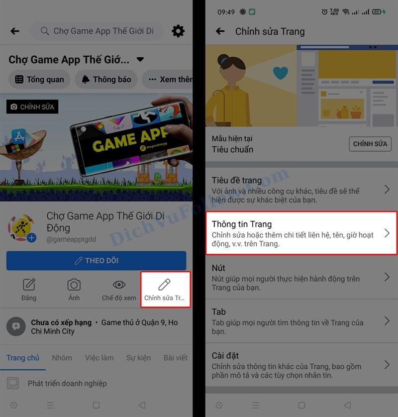 Đổi tên fanpage hiện có