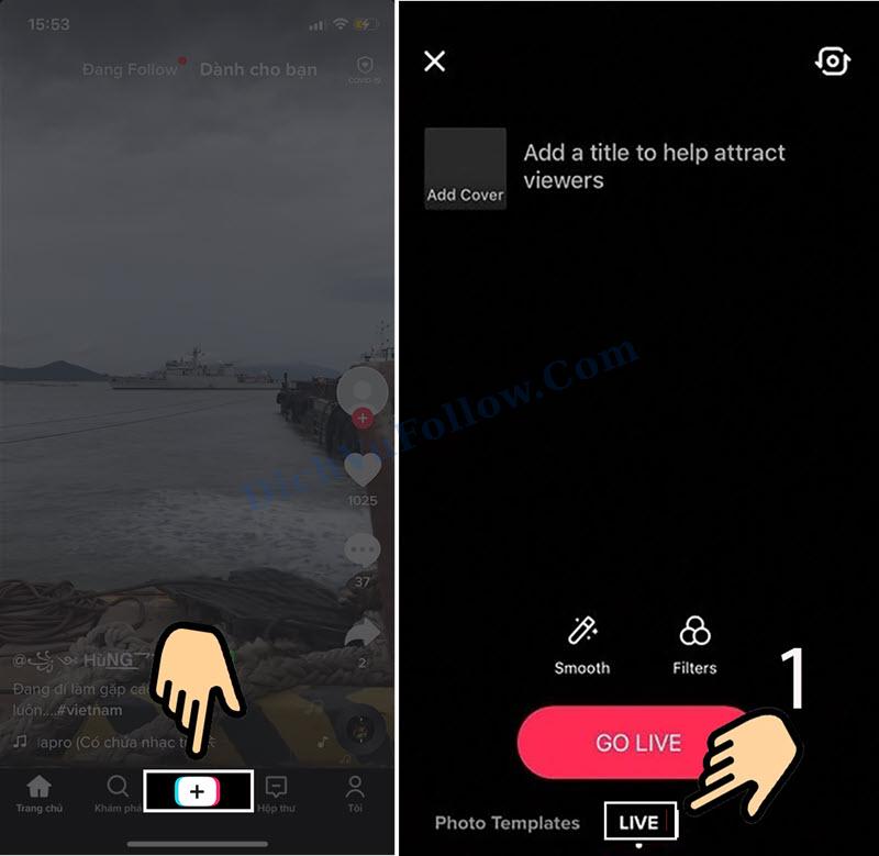 Tìm kiếm mục live trên tiktok