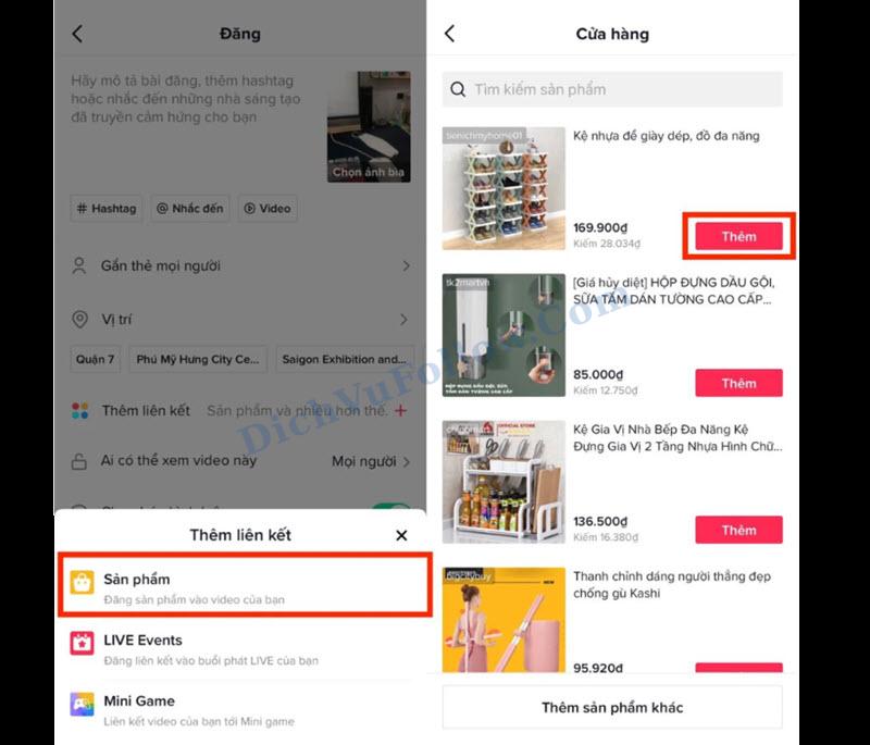 Thêm link sản phẩm