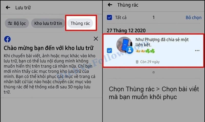 Khôi phục live steam từ thùng rác điện thoại