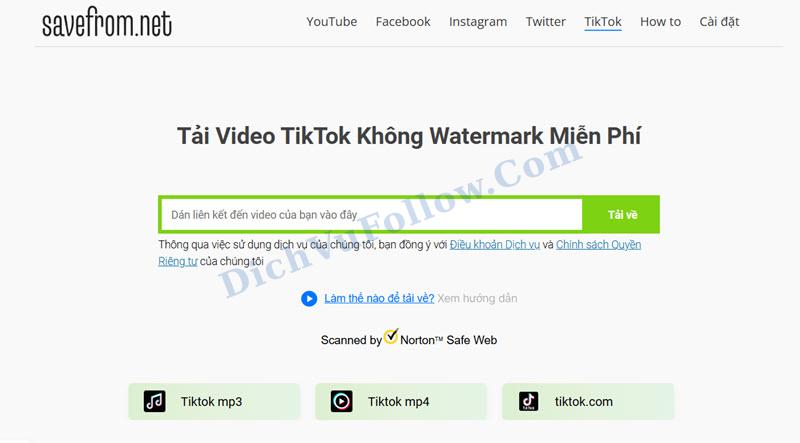 SaveFrom là công cụ tải video TikTok không watermark ở chất lượng từ SD đến Full HD