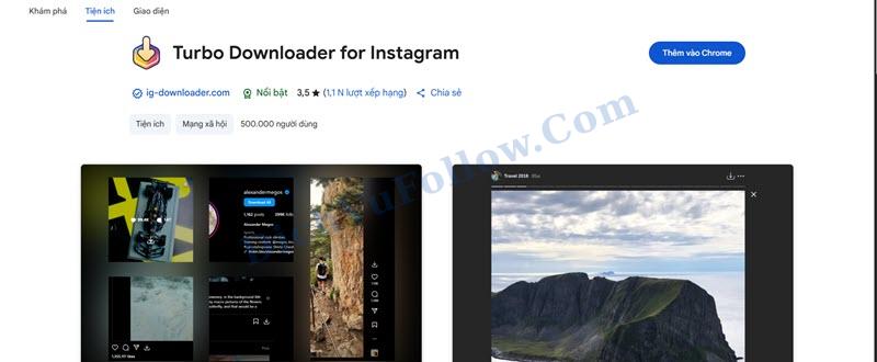 "Downloader for Instagram" - tải ảnh chỉ với một cú nhấp chuột.
