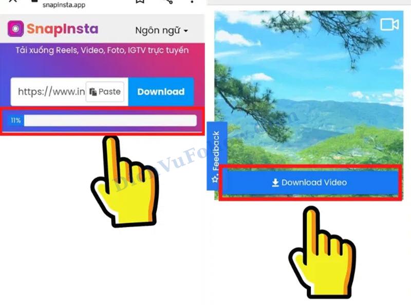 Chờ load video và tải xuống