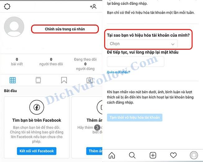 Truy cập và chọn lý do xóa