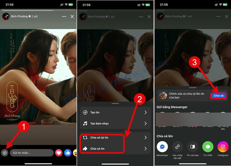 Các bước chia sẻ story của người khác