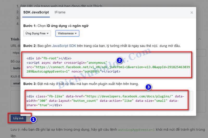 Hướng dẫn chèn nút Like
