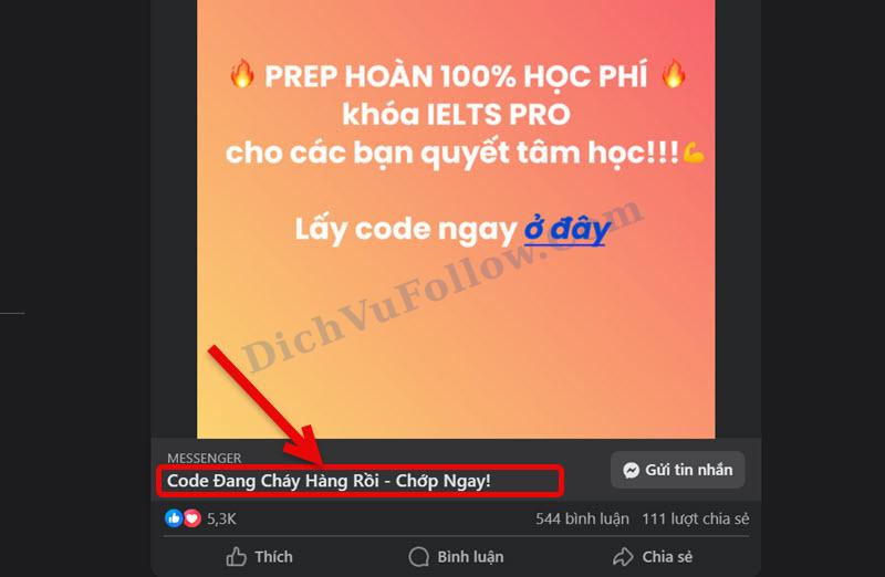 Vị trí tiêu đề quảng cáo Facebook