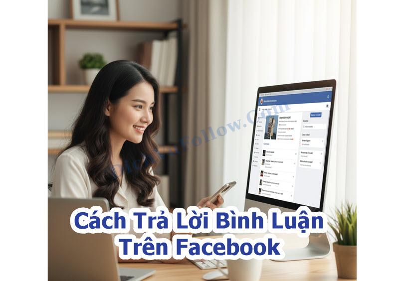 Người đang trả lời bình luận Facebook trên điện thoại