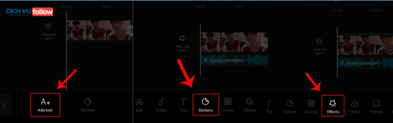Thêm text, sticker và hiệu ứng