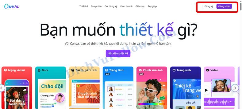 Truy cập Canva